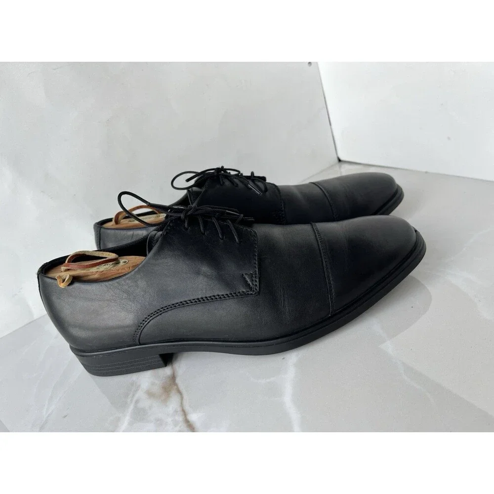 ECCO Men Sz 44 Us 10 Black Leather Lace Up Loafers Shoes Oxfords 62170401001